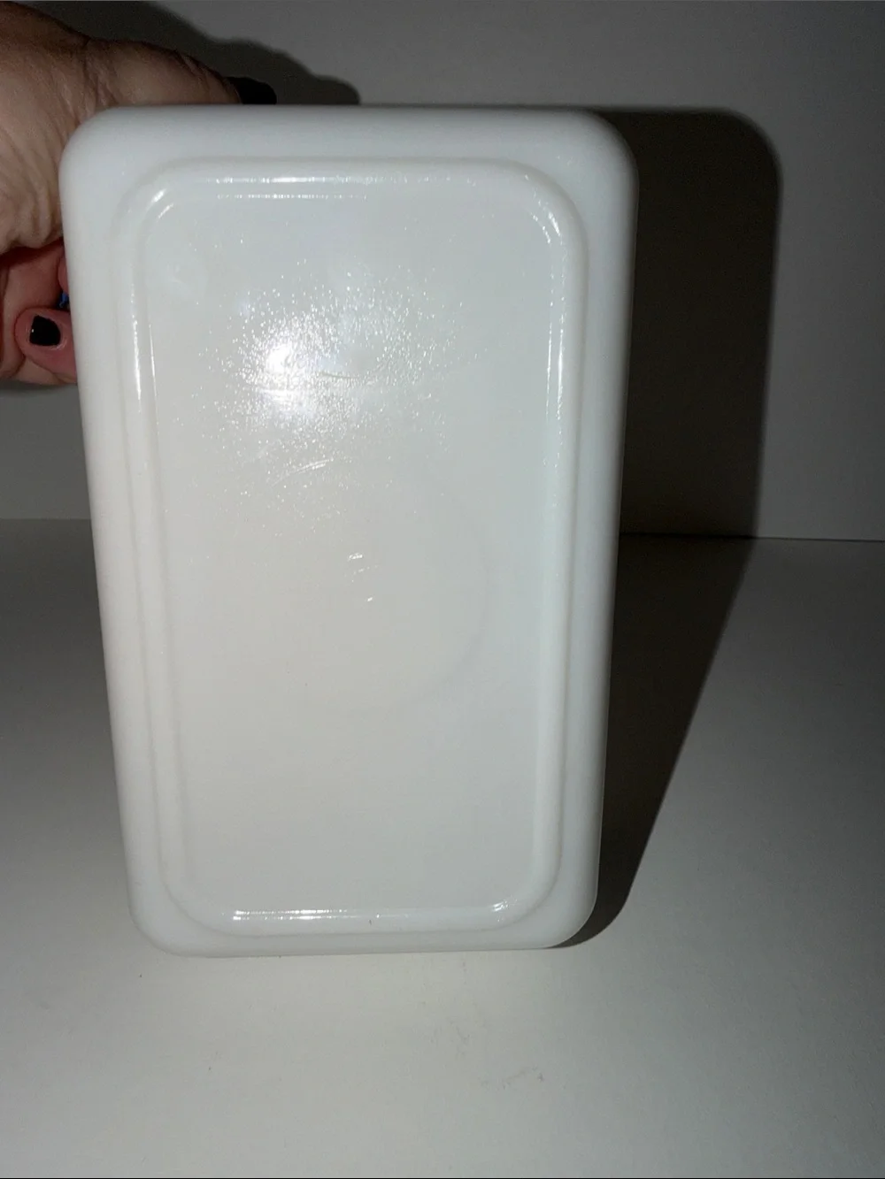 Vintage McKee White Milkglass Refrigerator Dish w/ Red Sailboat